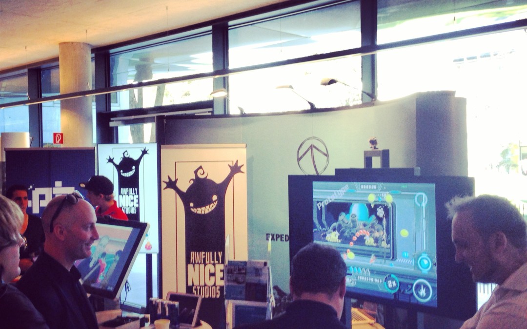 Rainer showing off the game for the first time in Kufstein